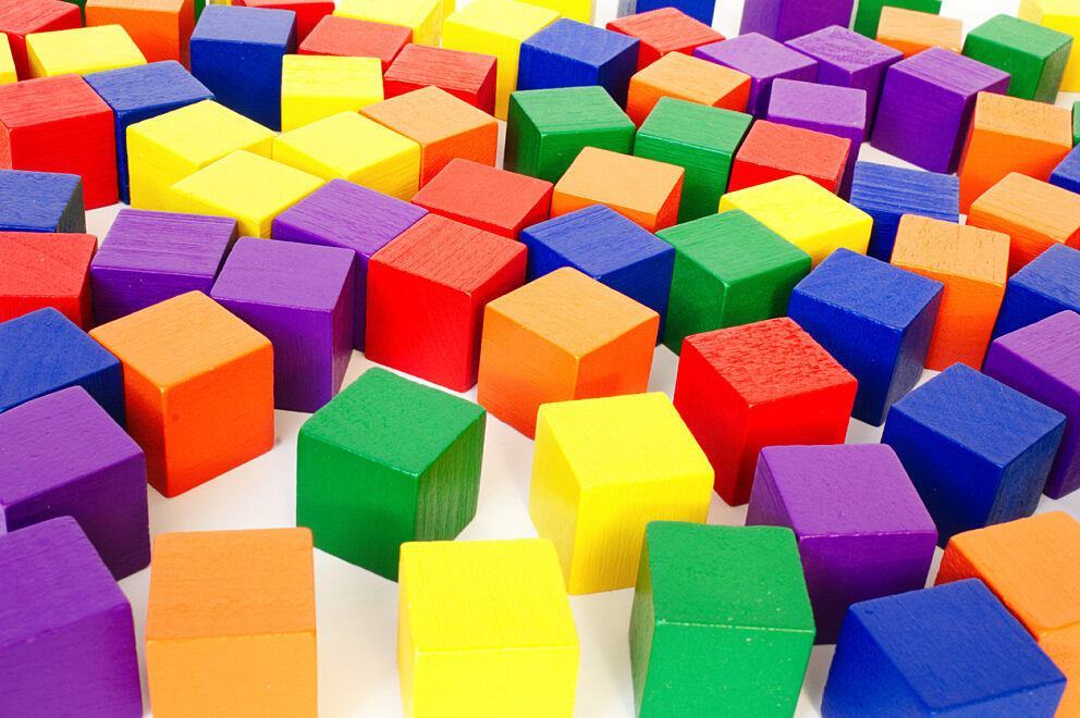 colorful cubes spread on a white surface showing protocol and application classification